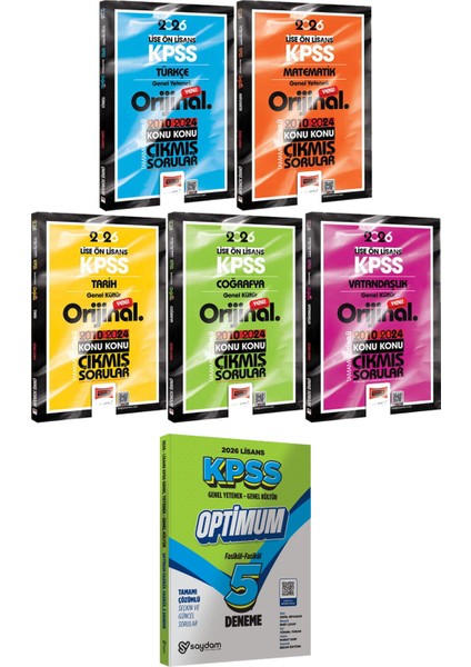 Türkçe Matematik Tarih Coğrafya Vatandaşlık Orijinal Çıkmış 2010-2024 - Lisans Optimum 5 Deneme