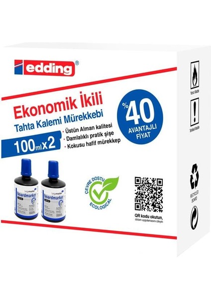 Tahta Kalem Mürekkebi Ekonomik 100 ml Mavi 2 Li LM1199K203