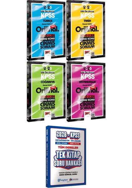 Lise Ön Lisans Türkçe Tarih Coğrafya Vatandaşlık Orijinal Çıkmış 2010-2024 - Ortaöğretim Ön Lisans Tek Kitap Soru