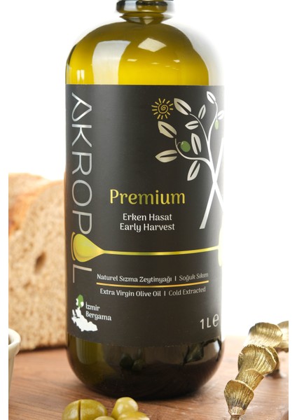 Premium 1 Litre Soğuk Sıkım Erken Hasat Naturel Sızma Zeytinyağı - Taptaze Meyvemsi Aroma