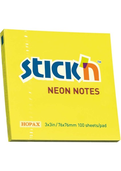 Stıckn Yapışkanlı Not Kağıdı 100 Yp 76X76 Fosforlu Sarı HE21133