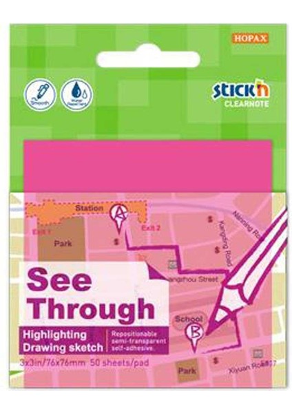 Stıckn Yapışkanlı Not Kağıdı Yarı Saydam 50 Yp 76X76 Neon Pembe 21711
