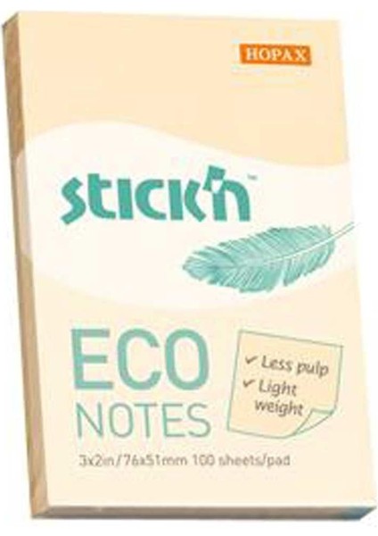 Stıckn Yapışkanlı Not Kağıdı 100 Yp 76X51 Eco Patel Sarı HE21741