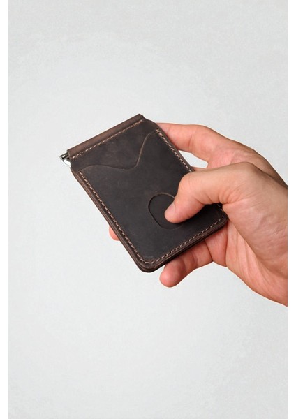 Kahverengi Deri Para Klipsli Cüzdan İnce Kartlık Erkek Cüzdan Hediyelik modelleri