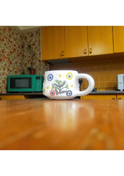 Seramik El Yapımı Papatya ve Nazar Boncuklu Kupa fiyatları