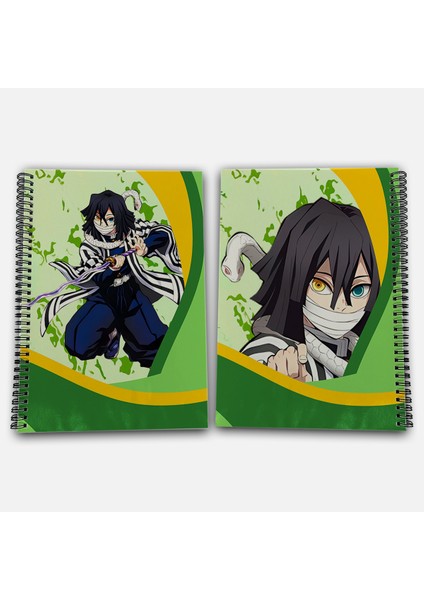 Demon Slayer Obanai Çizgili A4 Okul Defteri 72 Yaprak Model 3