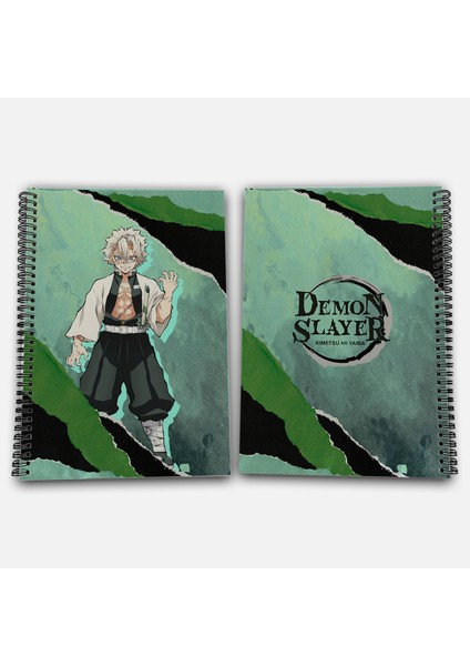 Demon Slayer Sanemi Çizgili A4 Okul Defteri 72 Yaprak Model 1