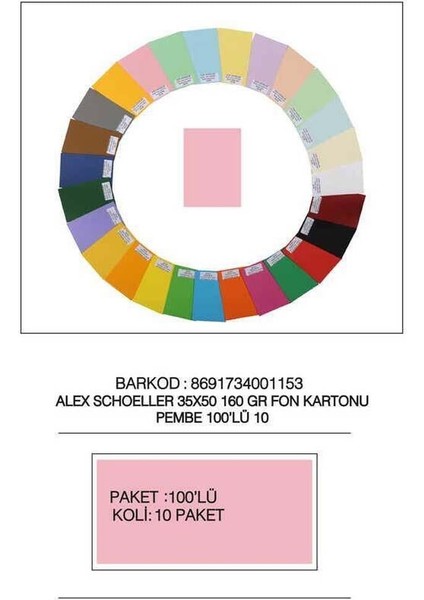 Fon Kartonu 160 gr 35X50 10 Pembe