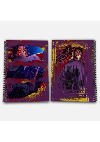 Demon Slayer Kokushibo Çizgili A4 Okul Defteri 72 Yaprak Model 2