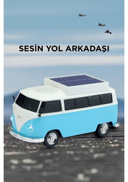 D70 Mavi Vosvos Tasarımlı Solar Şarjlı Bluetooth Hoparlör 5W Güçlü Ses fiyatları