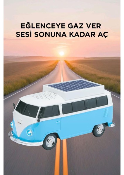 D70 Mavi Vosvos Tasarımlı Solar Şarjlı Bluetooth Hoparlör 5W Güçlü Ses modelleri