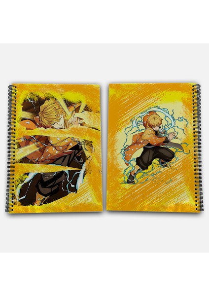 Demon Slayer Zenitsu Çizgili A4 Okul Defteri 72 Yaprak Model 2