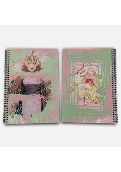 Demon Slayer Mitsuri Çizgili A4 Okul Defteri 72 Yaprak Model 2
