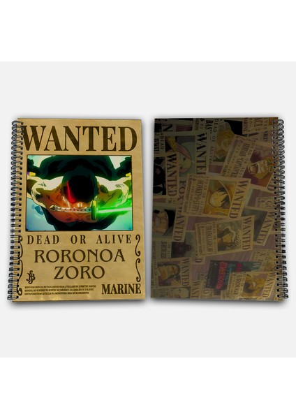 One Piece Zoro Çizgisiz A4 Okul Defteri 72 Yaprak Model 1 - Hasır Şapka Serisi