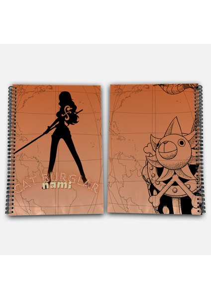 One Piece Nami Çizgili A4 Okul Defteri 72 Yaprak Model 2 - Hasır Şapka Serisi