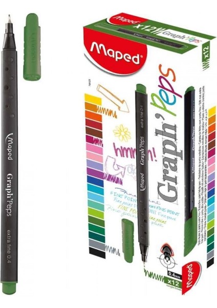 Fineliner Graph Peps 0.4 mm Koyu Yeşil 12 Li 74911902