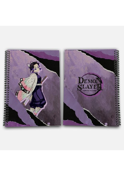 Demon Slayer Shinobu Çizgili A4 Okul Defteri 72 Yaprak Model 1