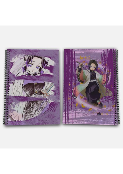 Demon Slayer Shinobu Çizgili A4 Okul Defteri 72 Yaprak Model 2