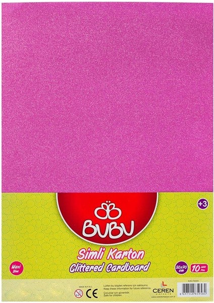 Bu-Bu Fon Kartonu Simli 50X70 Pembe 10 Lu BUBU-FK0011