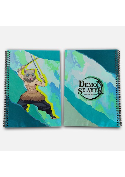 Demon Slayer Inosuke Çizgili A4 Okul Defteri 72 Yaprak Model 1
