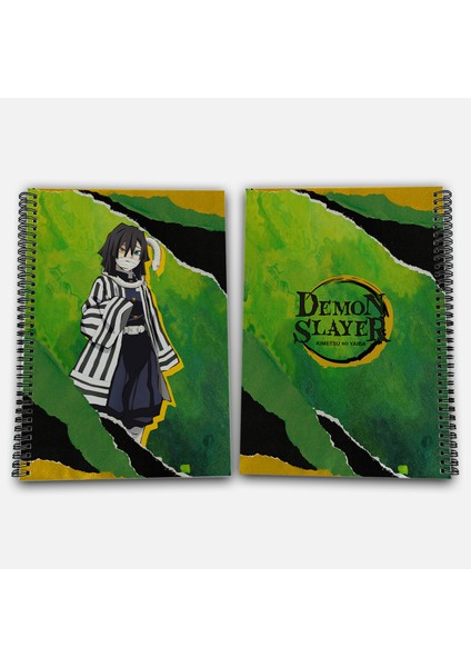 Demon Slayer Obanai Çizgili A4 Okul Defteri 72 Yaprak Model 1