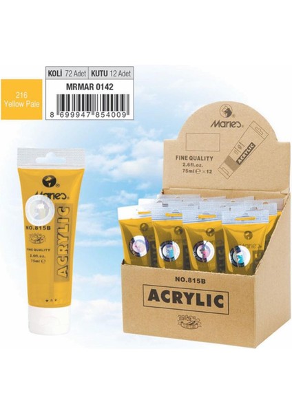 Akrilik Boya 75 ml Sarı Pale 815-216