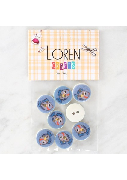 Loren Crafts 8'li Balık Düğme - 1158