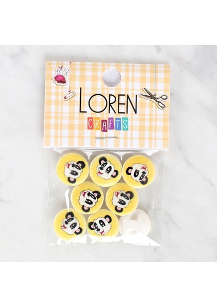 Loren Crafts 8'li Panda Düğme - 1060