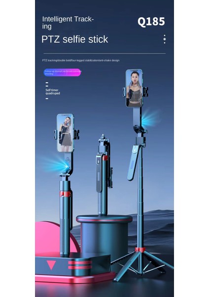 Q185 Akıllı Aı Yüz Takipli Gimbal Selfie Çubuğu - 1.8m Uzatılabilir Tripodlu, Bluetooth Kumandalı, 360° Döner, Şarjlı Telefon Tutucu fiyatları