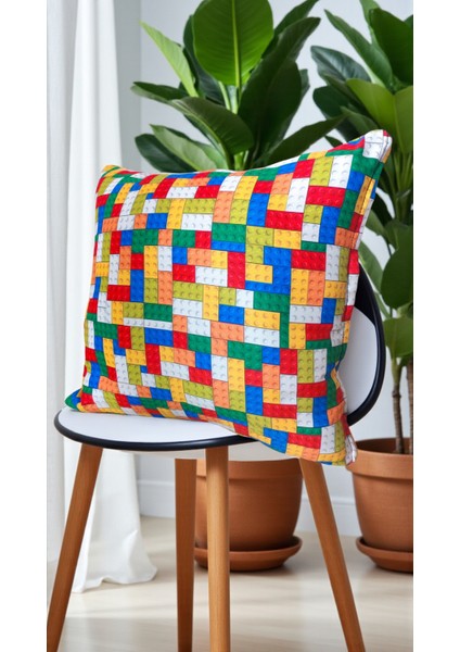 45X45 LEGO Kırlent ( Içi Dolu) Salon Minderi, Minder, Çocuk Odası Minderi, Koltuk Minderi, Yastık