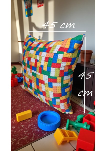 45X45 LEGO Kırlent ( Içi Dolu) Salon Minderi, Minder, Çocuk Odası Minderi, Koltuk Minderi, Yastık fırsatları
