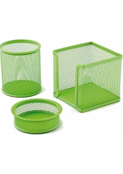 Masa Seti Ataşlık-Kağıtlık-Kalemlik 3 Lü Düz Renkler Yeşil 410
