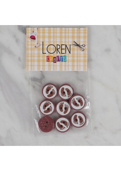 Loren Crafts Vişne Çürüğü 8 Li Ayak Izi Düğme - 43