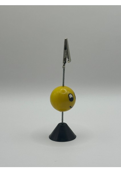 Smiley Yüz Tasarımlı Masaüstü Not Tutucu – Siyah Tabanlı Klipsli Notluk fiyatları