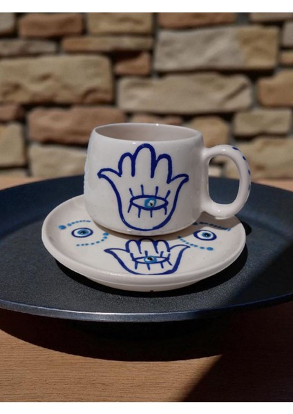 El Yapımı Fatıma Eli(Hamse Eli) Bereket Tabaklı Kupa