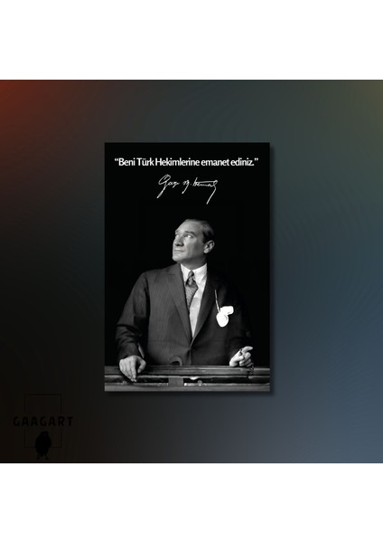 Tekli Dikey Kanvas Makam Panosu Atatürk Sözleri Beni Türk Hekimlerine Emanet Ediniz. fiyatları