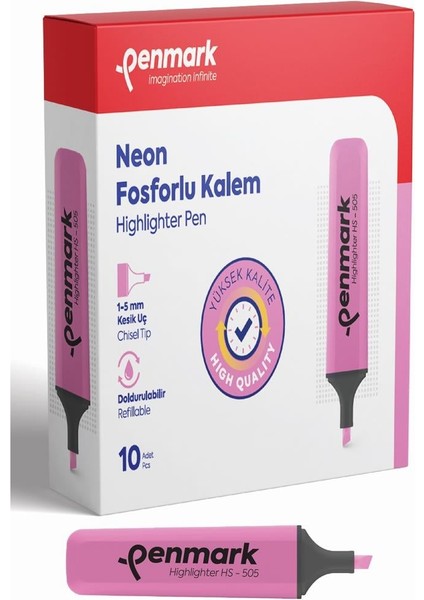 Fosforlu Kalem Neon Pembe HS-505 04