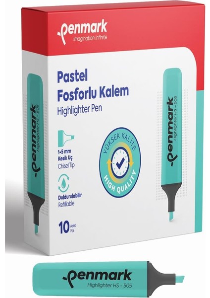 Fosforlu Kalem Pastel Mint Yeşili HS-505 12
