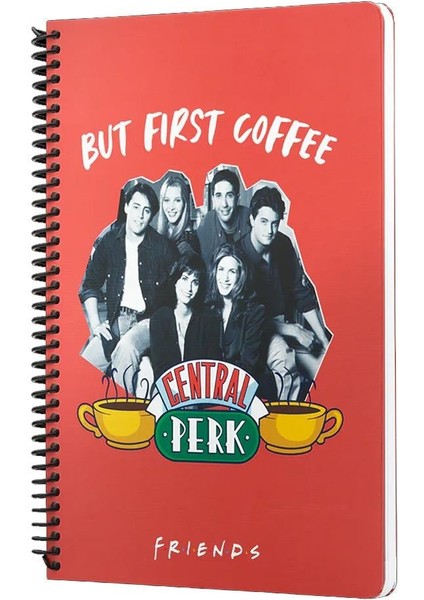 Spiralli Defter Friends Central Perk But First Coffee Kırmızı 80 Yp 17X24 DFT-388456