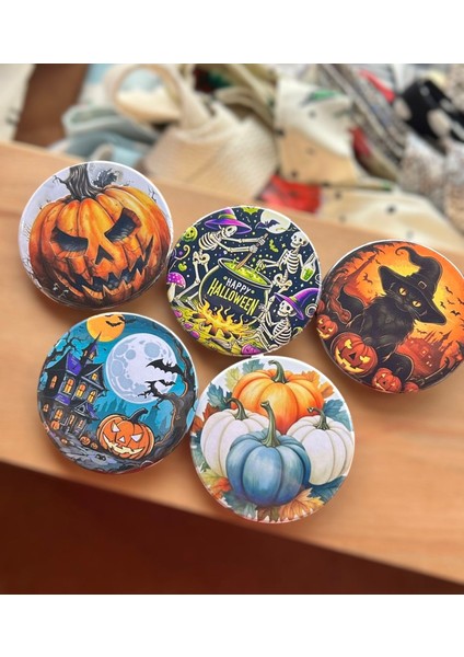 Accessories Cadılar Bayramı Halloween Temalı 58MM Metal Rozet 5 Adet