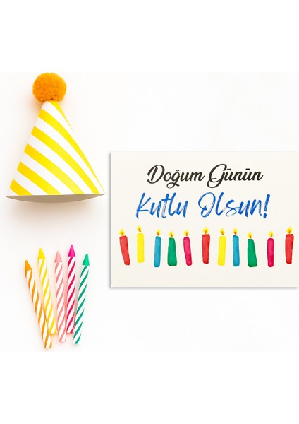 10X14 cm Doğum Günü Tebrik Kartı 10 Adet Model-4