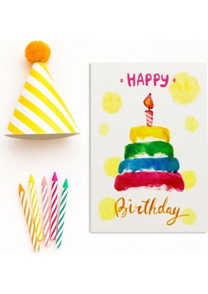 10X14 cm Doğum Günü Tebrik Kartı 10 Adet Model-12