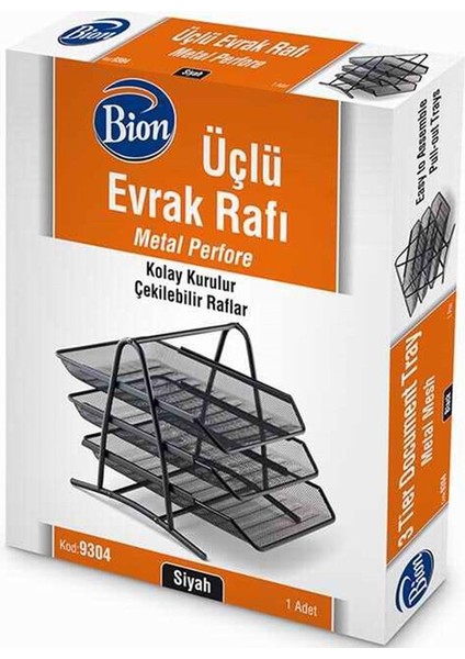 Evrak Rafı Perfore 3 Lü Siyah 9304