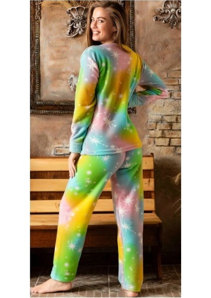 Kadın Desenli Yumuşak Polar Cepli Kışlık Pijama Eşofman Tek Alt fiyatları