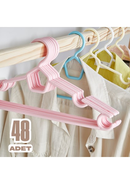 48 Adet Karizma Askı Elbise Askısı - Karışık Renk