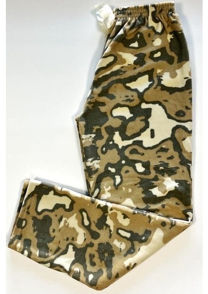 Kadın Desenli Yumuşak Polar Cepli Kışlık Pijama Eşofman Tek Alt