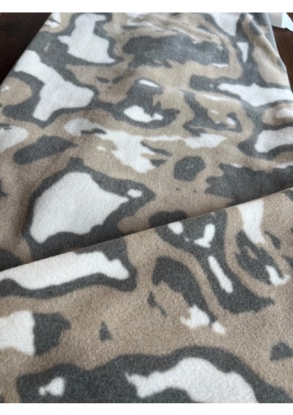 Kadın Desenli Yumuşak Polar Cepli Kışlık Pijama Eşofman Tek Alt