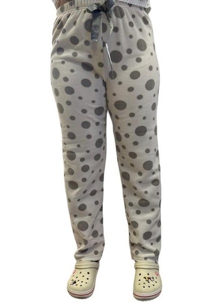 Kadın Desenli Yumuşak Polar Cepli Kışlık Pijama Eşofman Tek Alt fiyatları