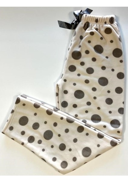 Kadın Desenli Yumuşak Polar Cepli Kışlık Pijama Eşofman Tek Alt fırsatları