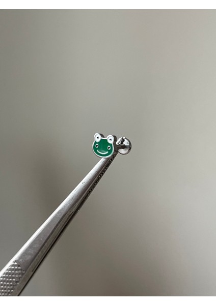 316 L Cerrahi Çelik Şirin Kurbağa Model Labret Dudak ve Kıkırdak Piercingi Kurbağa Piercing
